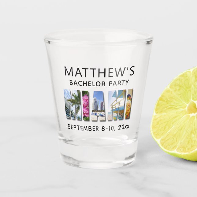 Miami Florida Bachelor Party Gastgeschenk Hochzeit Schnapsglas (Vorderseite)