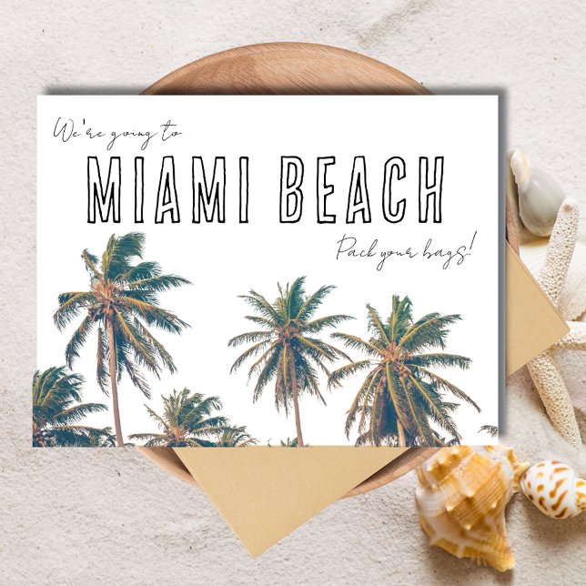 Miami Florida Beach Wedding Save the Date Postkarte (Miami Florida Beach Wedding Save the Date Postcard)
