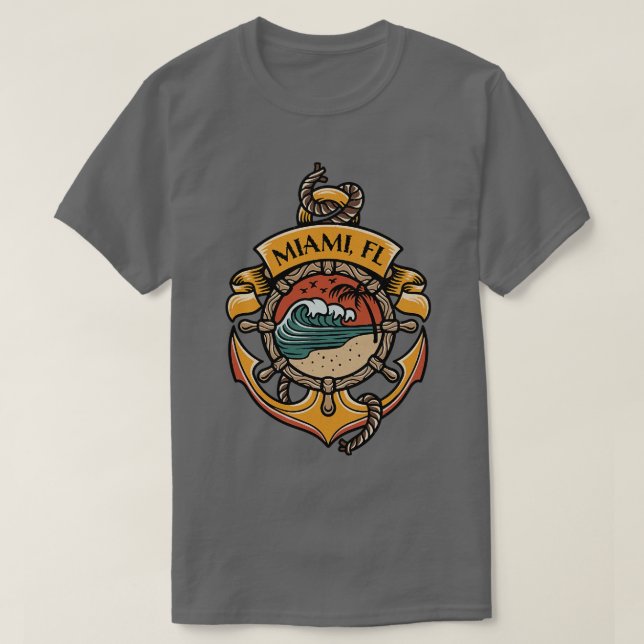 Miami Florida Beaches Bootfahren Segelboot Yach T-Shirt (Design vorne)