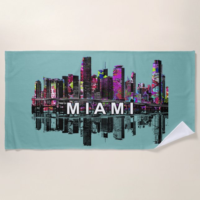 Miami, Florida, bedeckt mit Graffiti Beach Handtuc Strandtuch (Vorderseite)