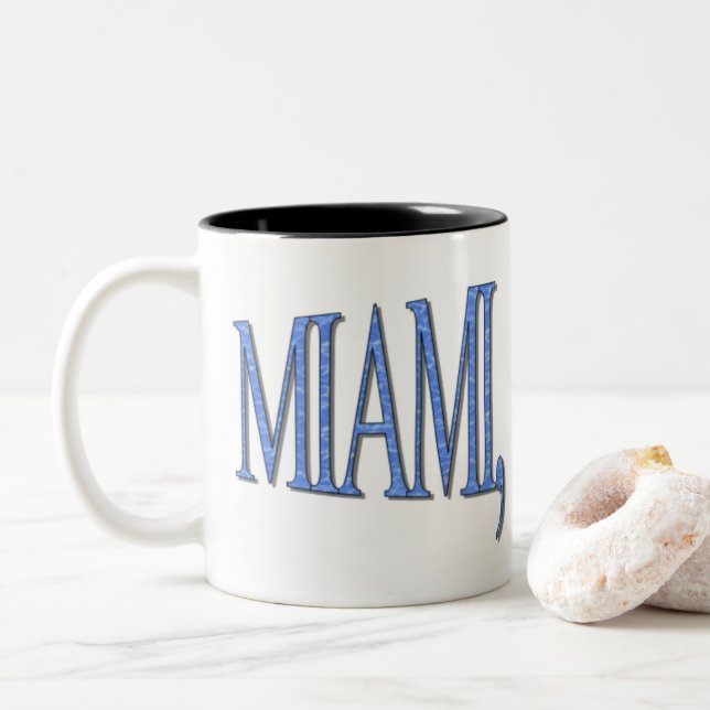 Miami, Florida - Blau Zweifarbige Tasse (Mit Donut)