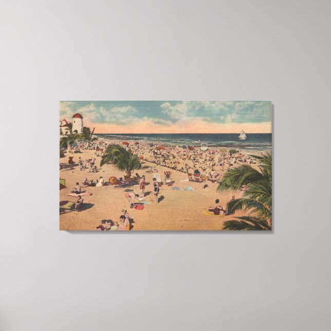 Miami, Florida - Blick auf die Sonnenbäder in Miam Leinwanddruck (Vorderseite)