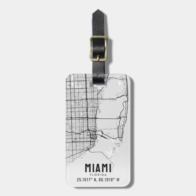 Miami, Florida City Map Topografie Gepäckmarke Gepäckanhänger (Vorderseite vertikal)