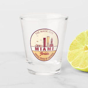 Miami Florida City Skyline Emblem Schnapsglas