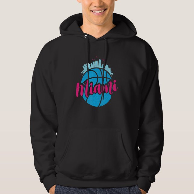Miami Florida Cityscape Retro Basketball  Sport Fa Hoodie (Vorderseite)