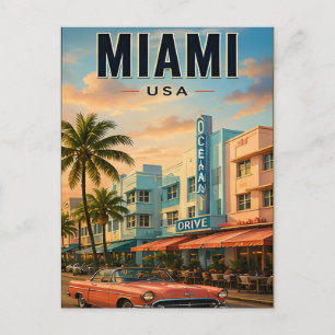 Miami Florida Farbige Reise Küstenflucht Postkarte