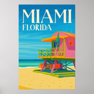 Miami Florida Farbstrand Reise  Poster