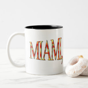 Miami, Florida, Gelb/Orange Zweifarbige Tasse