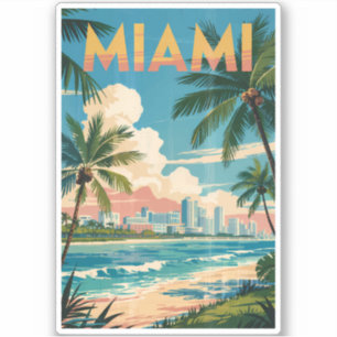 Miami Florida Illustration Kunst, Dichtung und Mus Aufkleber