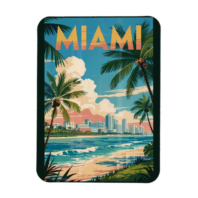 Miami Florida Illustration Kunst, Dichtung und Mus Magnet (Vertikal)