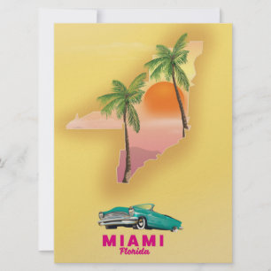 Miami Florida illustriertes Kartenposten Einladung