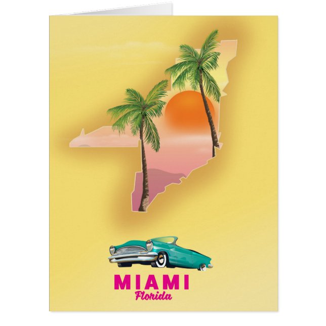 Miami Florida illustriertes Kartenposter (Vorderseite)