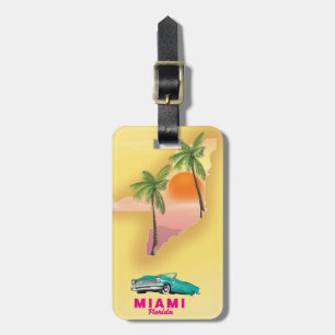 Miami Florida illustriertes Kartenposter Gepäckanhänger