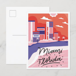 Miami Florida Kunst-Reise-Illustration Postkarte
