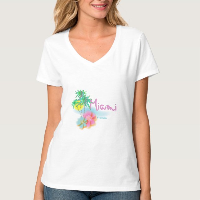 Miami Florida mit Palms Summer T-Shirt (Vorderseite)