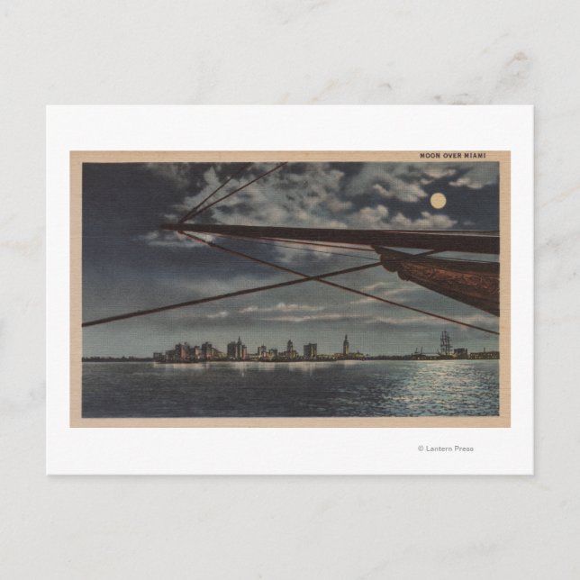 Miami, Florida - Mondlichtblick über die Stadt Postkarte (Vorderseite)