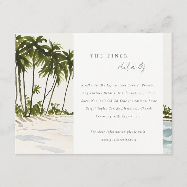 Miami Florida Palm Landschaft Hochzeiten Details Begleitkarte (Vorderseite)
