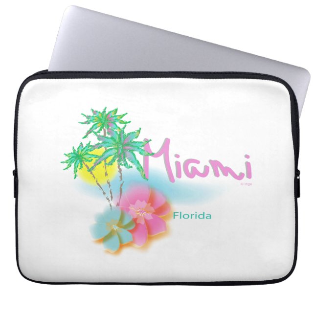 Miami, Florida, Palmen, Grafik, Cool Laptopschutzhülle (Vorderseite)