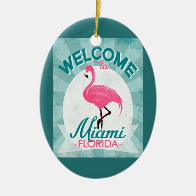 Miami Florida Pink Flamingo Retro Keramik Ornament (Vorne)