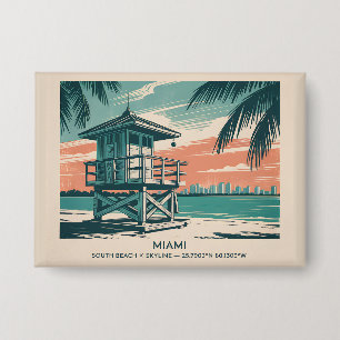 Miami Florida Reise South Beach Minimalist Retro Button