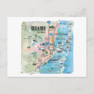 Miami Florida Retro-Karte Postkarte
