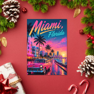 Miami Florida Retro-Neon-Sonnenuntergang-Reise Acryleinladungen