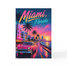 Miami Florida Retro Neon Sunset Travel