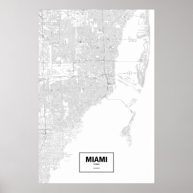 Miami, Florida (schwarz auf weiß) Poster (Vorne)