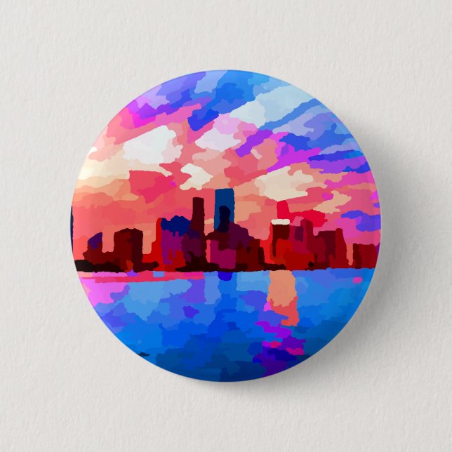 Miami Florida Skyline bei Sunset von Jon Baran Button (Vorderseite)