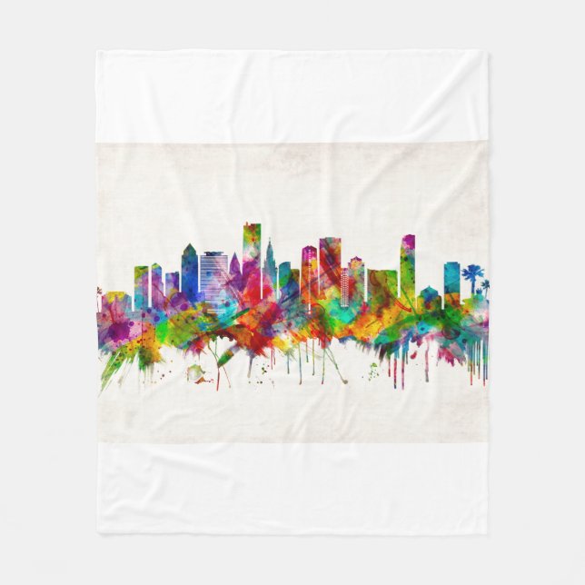 Miami Florida Skyline Fleecedecke (Vorderseite)
