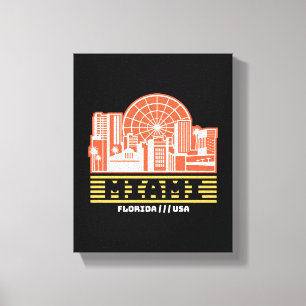 Miami Florida Skyline Retro Reise Grafikdesign Leinwanddruck