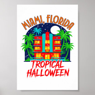 Miami Florida Tropisches Halloween-Kostümdesign Poster
