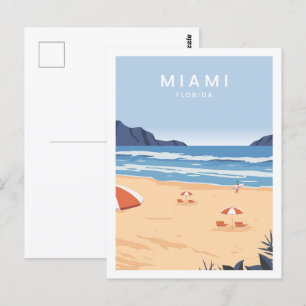 Miami Florida USA Berühmter Platz Illustration Postkarte