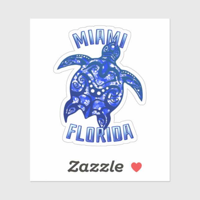 Miami Florida Vacation Tribal Turtle Aufkleber (Blatt)
