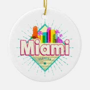 Miami Florida Vereinigte Staaten Retro-Silhouette  Keramik Ornament
