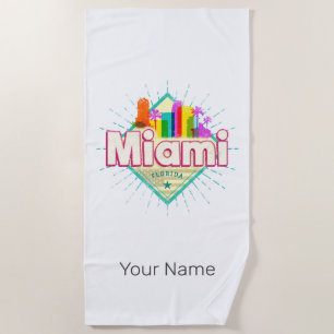 Miami Florida Vereinigte Staaten Retro-Silhouette Strandtuch