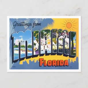 Miami, Florida Vintage Große Buchstaben Postkarte