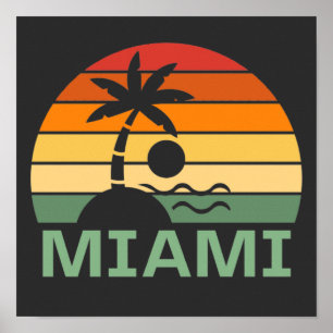 Miami Florida Vintage Palmen Sommer Strand Poster