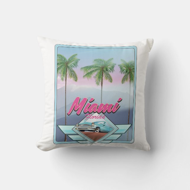 Miami Florida Vintage Reiseplakat Kissen (Vorderseite)