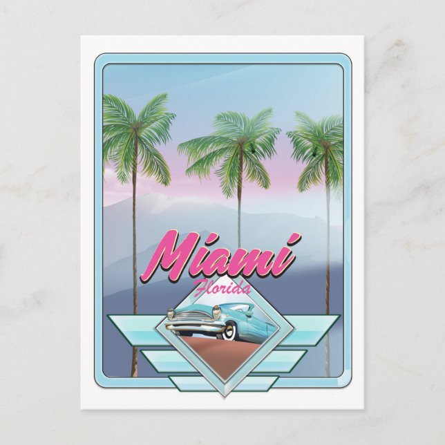 Miami Florida Vintage Reiseplakat Postkarte (Vorderseite)