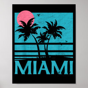 Miami Florida Vintage Retro Palmen Lustiger Strand Poster