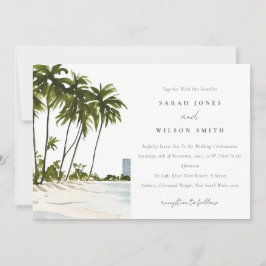 Miami Florida Wasserfarbenpalme Landschaft Hochzei Einladung