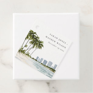 Miami Florida Wasserfarbenpalme Landschaft Hochzei Geschenkanhänger