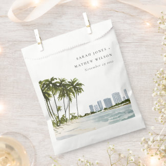 Miami Florida Wasserfarbenpalme Landschaft Hochzei Geschenktütchen