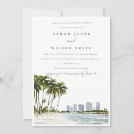 Miami Florida Watercolor Palm Beach Paare Dusche Einladung