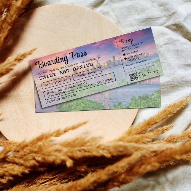 Miami Florida Zielort Boarding Pass Wedding Einladung (Von Creator hochgeladen)