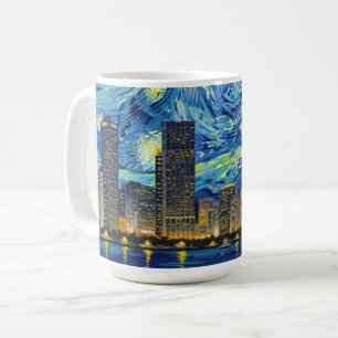 Miami Golden Shore Fußball Elegant und Öl Feinkuns Kaffeetasse