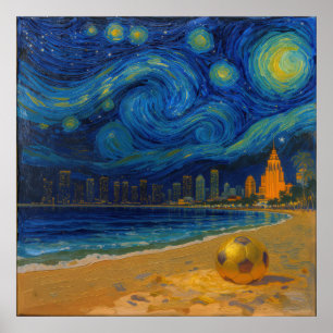 Miami Golden Shore Fußball Fein Poster