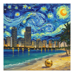 Miami Golden Shore Soccer Elegant und Öl-Fine-Art Fotodruck