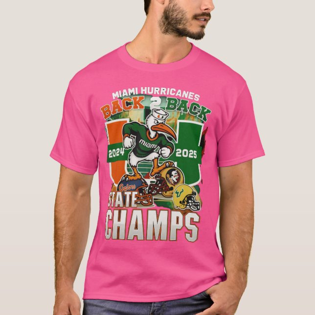 Miami Hurricanes Black Back 2 Back State Champs gi T-Shirt (Vorderseite)